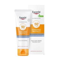 Eucerin® Sensitive Protect Face Sun Creme LSF 50+ – sehr hoher Sonnenschutz für trockene und empfindliche Gesichtshaut + Eucerin Oil Control Body LSF50+ 50ml GRATIS