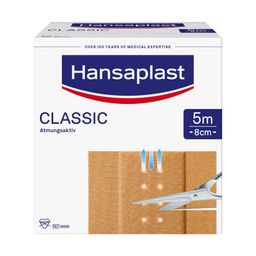 Hansaplast Classic Pflaster | Atmungsaktive Wundauflage | Zuschneidbares Heftpflaster | 5 m x 8 cm