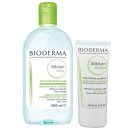 BIODERMA Sébium H2O 4-in-1 Mizellen-Reinigung 500 ml + BIODERMA Sébium Global 30 ml