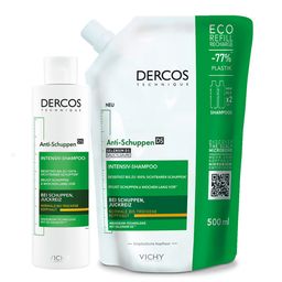 Vichy Dercos Anti-Schuppen Shampoo für normale bis trockene Kopfhaut, 200 ml & Nachfüllpack