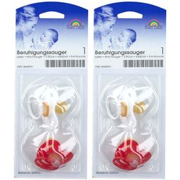 Baby-Frank® Beruhigungssauger 0-6 Monate Kirschform weiß / rot