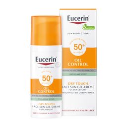 Eucerin® Oil Control Face Sun Gel-Creme LSF 50+ – sehr hoher Sonnenschutz mit 8 Stunden Anti-Glanz Effekt, auch für zu Akne neigende Haut + Eucerin Oil Control Body LSF50+ 50ml GRATIS