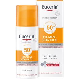 Eucerin® Pigment Control Sun Fluid LSF 50+ – Sehr hoher Sonnenschutz & sichtbare Milderung von vorhandenen Pigment- und Altersflecken + Eucerin Oil Control Body LSF50+ 50ml GRATIS