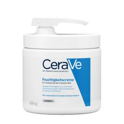CeraVe Feuchtigkeitscreme mit Pumpspender: Reichhaltige Körpercreme für trockene bis sehr trockene Haut für Gesicht und Körper