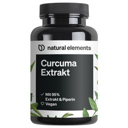 natural elements Curcuma 95% Extrakt – Curcumingehalt pro Kapsel = 10.000mg Kurkuma – 90 Kapseln