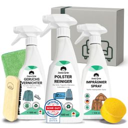 Emma Grün® Polstermöbel reinigen Set mit Reiniger, Geruchsvernichter & Imprägnierer