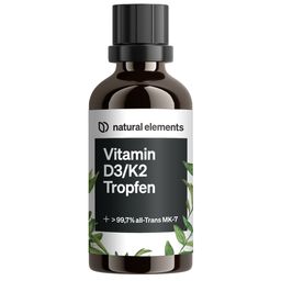 natural elements Vitamin D3 + K2 Tropfen – 99,7+% All-Trans (K2VITAL® von Kappa) + Vitamin D3