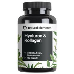 natural elements Hyaluronsäure Kollagen Komplex – 180 Stk – Biotin, Selen, Vitamin C & Bambusextrakt
