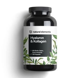 natural elements Hyaluronsäure Kollagen Komplex – 180 Stk – Biotin, Selen, Vitamin C & Bambusextrakt