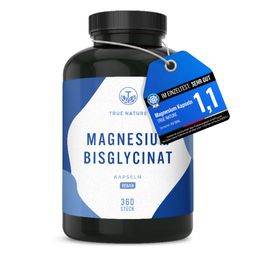 Magnesium Testsieger - Magnesium Bisglycinat (Glycinat) - 360 Kapseln = 4 Monate - TRUE NATURE®