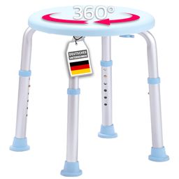 KARAT Duschhocker Pedro - Höhenverstellbar, rutschfest, rostfrei - Bis 136 kg - 360° drehbar