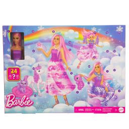 Mattel Barbie-Adventskalender mit Modepuppe und 24 Überraschungs-Accessoires mit Einhorn und Tieren