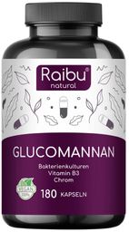 Glucomannan Kapseln, aus der Konjakwurzel, Mit Bakterienkulturen, Chrom und Vitamin B3 - RAIBU