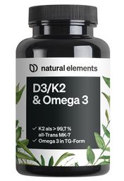 natural elements Vitamin D3 + K2 + Omega 3 – Premium K2VITAL® 99,7+% All-Trans, Omega 3 Triglycerid