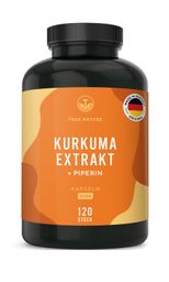 Kurkuma Kapseln - 350mg Kurkuma Extrakt (332mg Curcuminoide) - 4 Monate Vorrat - TRUE NATURE®