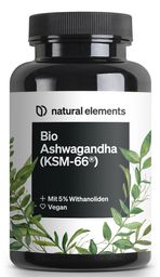natural elements Bio-Ashwagandha – KSM-66® Premiumrohstoff – 5% Withanolid-Gehalt – hochdosiert
