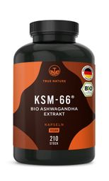 TRUE NATURE® Bio Ashwagandha Extrakt Kapseln (KSM-66®) - Premium Markenrohstoff