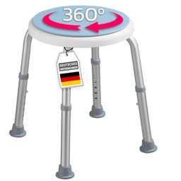 KARAT Duschhocker Peter - Höhenverstellbar, rutschfest - Belastbar bis 150 kg - 360° drehbar