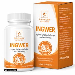 Biophora Ingwer Kapseln | abnehmen ingwer | Hochdosiert mit 1000 mg pro Tagesdosis