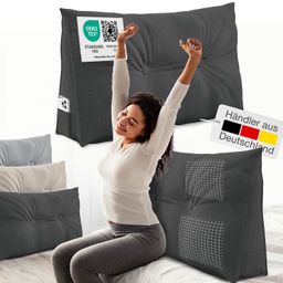 ELONEO Rückenkissen – Keilkissen fürs Bett & Sofa, abnehmbarer Bezug, praktisches Seitenfach Handy