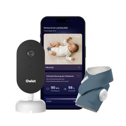 Owlet Dream Duo – Smart Baby Monitor Dream Sock Sensor, 2K HD Kamera, Pulsoximeter, Bedtime Blue