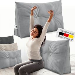 ELONEO Rückenkissen – Keilkissen fürs Bett & Sofa, abnehmbarer Bezug, praktisches Seitenfach Handy
