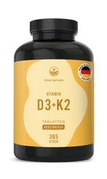 TRUE NATURE® Vitamin D3 + K2 Tabletten - 1 Jahr Langzeitvorrat