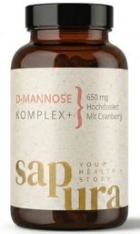 D-Mannose Kapseln + Cranberry | Hochdosiert 650mg | 120 Kapseln | sapura health