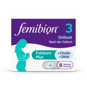 Femibion® 3 Stillzeit Nahrungsergänzung, Cholin, DHA, Folsäure Plus⁶