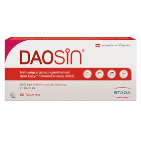 DAOSiN® Tabletten DAO unterstützt den Abbau von Histamin aus der Nahrung im Darm