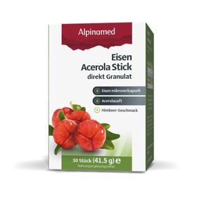 Alpinamed® Eisen Acerola Sticks unterstützen bei Eisenmangel und Mehrbedarf, ab 10 Jahren geeignet, vegan