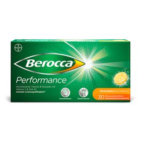 Berocca® Performance Brausetabletten mit hochdosiertem Vitamin B-Komplex, Vitamin C und Zink für mentale und körperliche Leistungsfähigkeit, Konzentration und starke Nerven bei Stress
