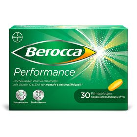 Berocca® Performance Filmtabletten mit hochdosiertem Vitamin B-Komplex, Vitamin C und Zink für mentale und körperliche Leistungsfähigkeit, Konzentration und starke Nerven bei Stress