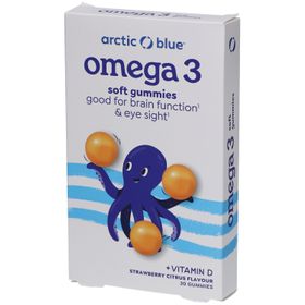 Arctic Blue Omega 3 Gummies mit Vitamin D Erdbeere-Zitrone