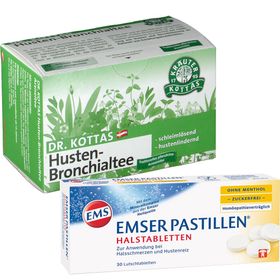DR. KOTTAS Husten-Bronchialtee & EMSER Pastillen® ohne Menthol zuckerfrei Erkältungsset
