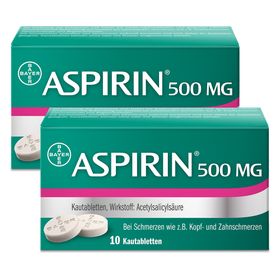 Aspirin® Kautabletten zur Direkteinnahme bei Schmerzen wie z. B. Kopf- und Zahnschmerzen