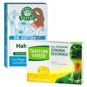 DR. KOTTAS Hals-Tee + TANTUM VERDE® Pastillen mit Zitronengeschmack