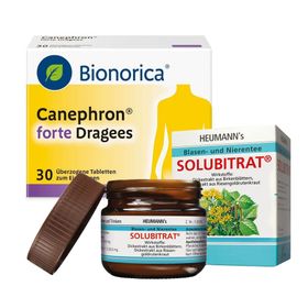 Canephron® forte Dragees + HEUMANN'S Blasen- und Nierentee SOLUBITRAT®