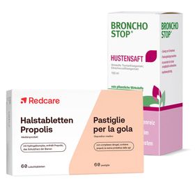 BRONCHOSTOP® Hustensaft + Redcare Halstabletten Propolis