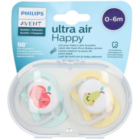 PHILIPS Avent Ultra Air Happy Schnuller 0-6 Monate, Apfel/ Birne