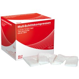 Draco Mull-Schlitzkompressen 12-fach steril 5 x 5 cm