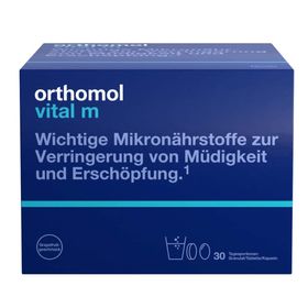 Orthomol Vital m für Männer - bei Müdigkeit - mit B-Vitaminen und Omega-3 - Granulat/Tabletten/Kapseln - Grapefruit-Geschmack