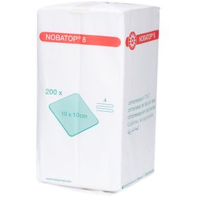 NOBA Nobatop 8 unsterile Vliesstoffkompressen 4-lagig 200 Stück 10 x 10 cm
