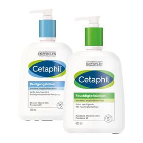 CETAPHIL Feuchtigkeitslotion + CETAPHIL Reinigungslotion für Körper & Gesicht