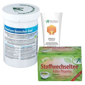 Adler Pharma Stoffwechseltee + EVOCELL Körpercreme + BaseCare basisches Bad