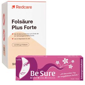 Redcare Folsäure Plus Forte + Be Sure Schwangerschaftstest