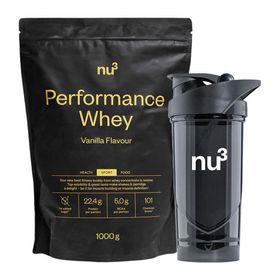 nu3 Performance Whey, Vanille - Proteinpulver + nu3 Shaker Schwarz