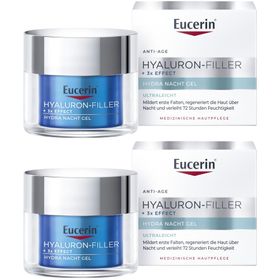 Eucerin® Hyaluron-Filler + 3x Effect Hydra Nacht Gel – regenerierendes Nachtgel mit Hyaluronsäure und 72h Feuchtigkeit für ein frisches Hautbild am Morgen
