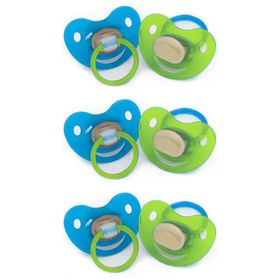 Baby-Frank® Beruhigungssauger in Kirschform Latex 6 - 18 Monate blau/grün