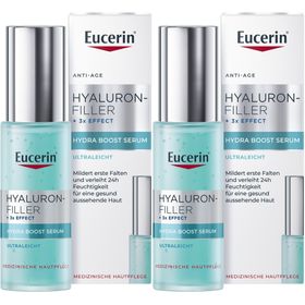 Eucerin® Hyaluron-Filler + 3x Effect Hydra Boost Serum – ultraleichtes Hyaluronserum für sofortige Feuchtigkeit und erste Fältchen, ideal als Make-up Primer